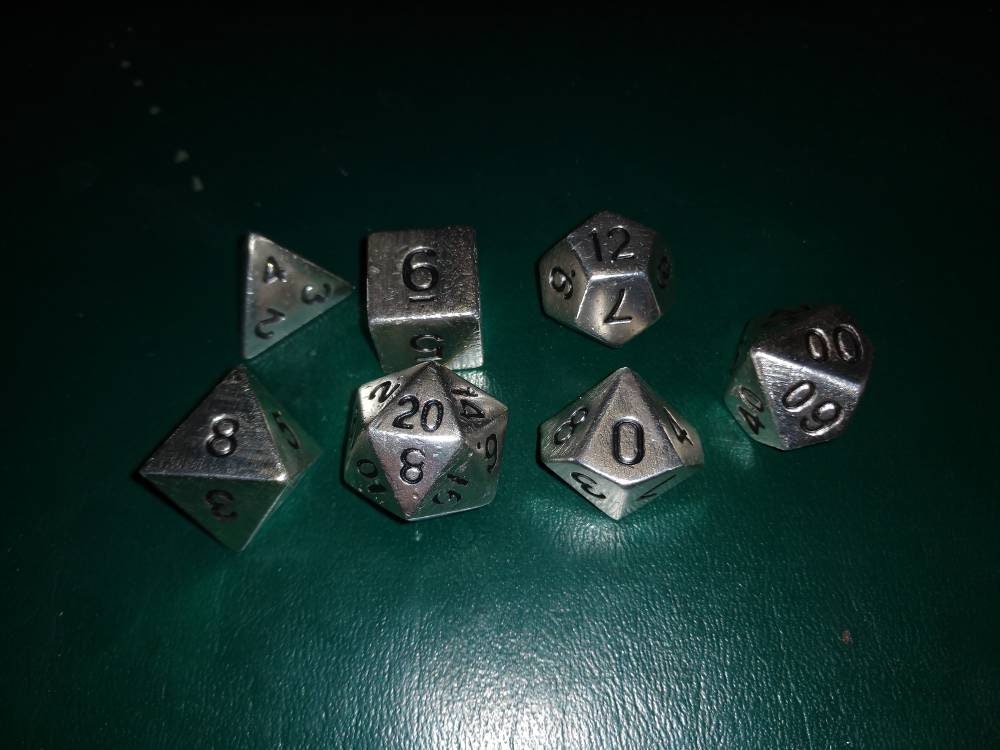 D&D Dice set solid sterling silver