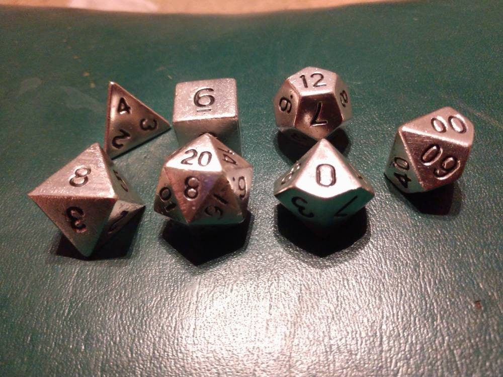 D&D Dice set solid sterling silver