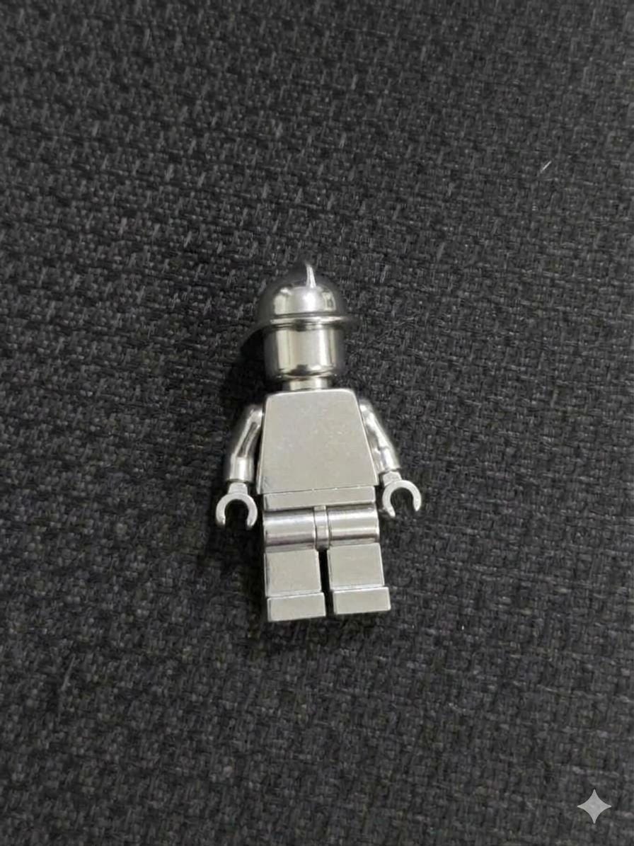 Upcycled LEGO Minifig w/firefighter helmet
