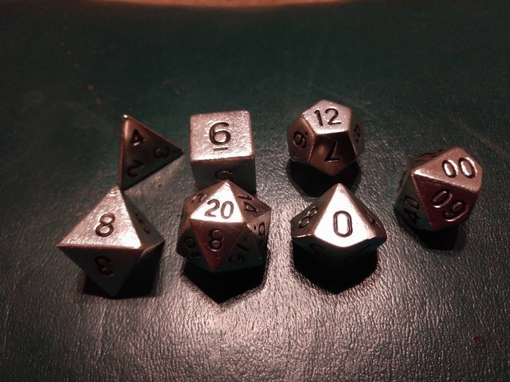 D&D Dice set solid sterling silver